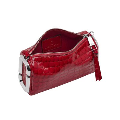 THE GLOSSY CROC SNAPSHOT SHOULDER BAG